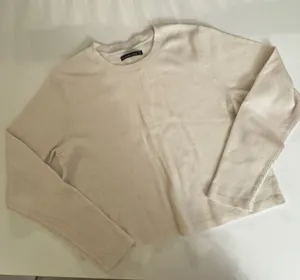 Abercrombie White Long Sleeve Waffle Crewneck Shirt thumbnail 1