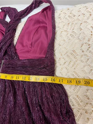 Lulu's Metallic Deep Plum Plunge Mini Dress size L thumbnail 10