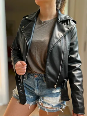 Zara Faux Leather Belted Biker Jacket M Black thumbnail 1