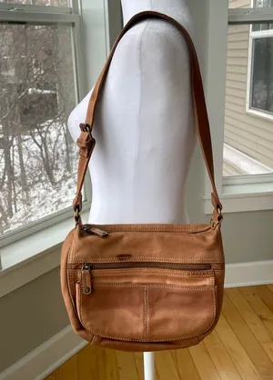 Fossil Cognac Tan Leather Shoulder Bag Purse Y2K thumbnail 1