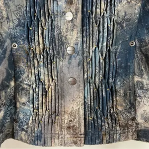 Coldwater Creek Navy and Gray Floral Paisley Beaded Long Sleeve Jacket Size 12P thumbnail 8