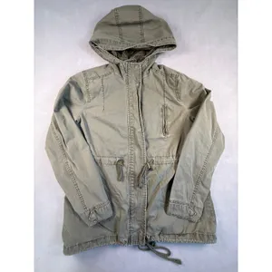 Ambiance Womens Hooded Utility Jacket Olive Military Gorpcore Field Coat Medium thumbnail 2