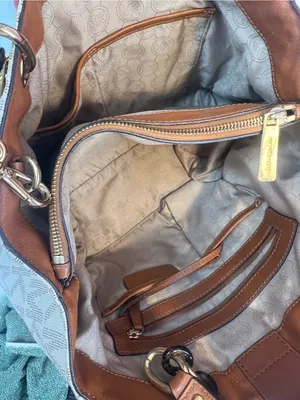 Michael Kors White Logo Tote with Brown chain & Leather Cynthia Medium bag thumbnail 7