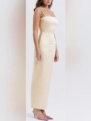 NWOT HOUSE OF CB Costanza vintage cream satin Maxi Dress sz S thumbnail 3