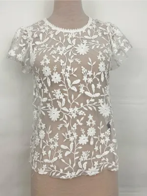 Altar’d State White Floral Embroidered Sheer Top medium thumbnail 1