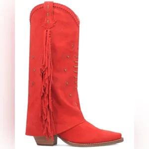 DINGO Red‎ Made In Mexico Suede Spirit Trail Boots With Fringe Size 6 thumbnail 2