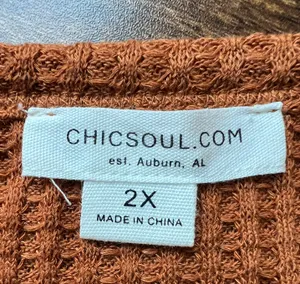 CHICSOUL | ladies plus size waffle, pull over shirt. Size: 2X. thumbnail 7