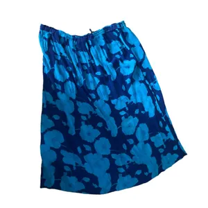 Plus Size Blue Floral Maxi Skirt Crinkle Drawstring Boho Coastal Vacation OSP thumbnail 6