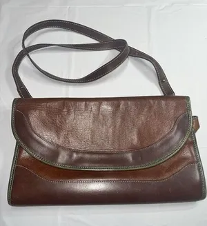 Vintage 90's Brahmin Crossbody Flap Top Purse Womens Tri Color‎ Leather Bag thumbnail 1