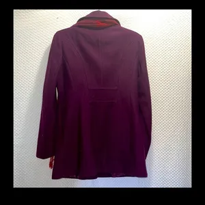 London Fog Wool Blend Peacoat Jacket Purple w/ Scarf Women’s Small thumbnail 2
