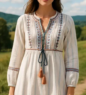 Knox Rose Boho Embroidered Peasant Tunic Dress – Size M thumbnail 1
