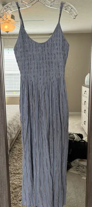 American Eagle Scoopneck Smocked Dip Waist Midi Dress thumbnail 3