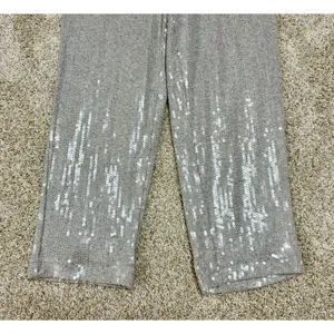 Anthropologie ETT:TWA Claudette Sequined Jumpsuit Silver Gray Pockets Size 4 thumbnail 6