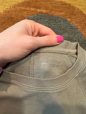 Athleta Women Sundown Sweatshirt Lightweight Light Olive Green Organic Cotton S thumbnail 2