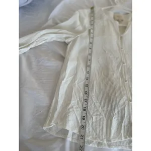 EUC Sézane Clém Sz38 White Long Sleeve Ecru Shirt Lace Details Textured Business thumbnail 4