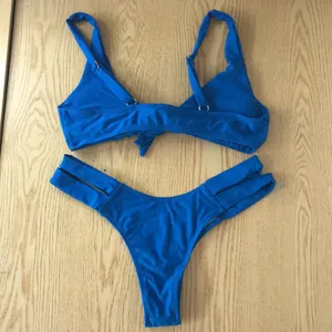 Womens Zaful 2Pc Sexy Bikini Swimsuit Cheeky Tealish Blue Size 6 thumbnail 4