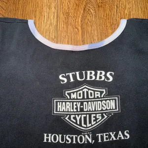 VTG 1995 Harley Davidson Rules Womens XL Baby‎ Tee Houston TX Ringer Shirt USA thumbnail 9
