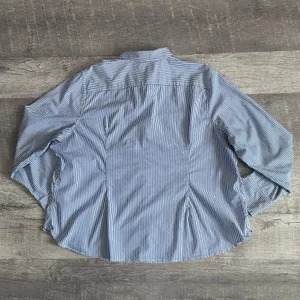 JCrew Cotton Stretch Slim Fit Poplin Shirt Womens 22 Button Up Blue Stripe AW239 thumbnail 5