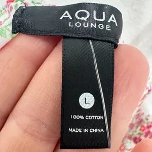 Aqua Lounge Size L Ruffle Sleeve Cotton Poplin Button Front Tank Pajama Top‎ NWT thumbnail 8