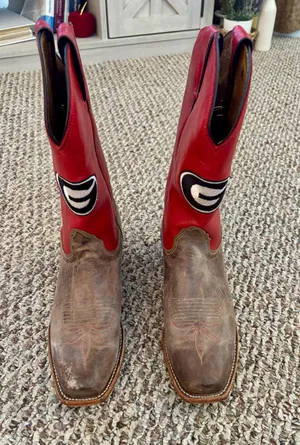 Nocona university of Georgia women’s Two-Tone Red & Brown Western Cowboy Boot thumbnail 1