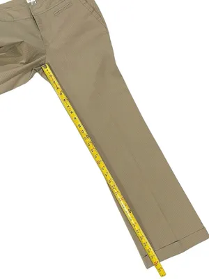 Calvin Klein Riley Tailored Khaki Pinstripe Wide-Leg Trousers thumbnail 3
