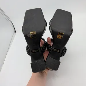Jeffrey Campbell Amaryllis Black Braided Square Toe Block Heel Sandals Size 8.5‎ thumbnail 7