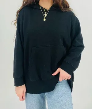 urban outfitters classic black oversized hoodie sweatshirt front pockets size s thumbnail 1