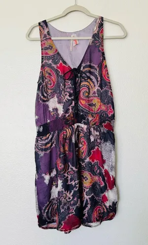 Free People Falling for Georgette Paisley Purple Sleeveless Mini Dress Size Med thumbnail 3
