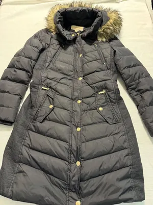 Michael Kors Womens Black Down Puffer Coat Faux Fur Hood‎ Parka XS Long Jacket thumbnail 1