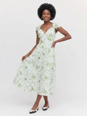 NWT Hill House Lucille Midi in Sweet Peas Floral Cotton Shirt Dress XS thumbnail 2
