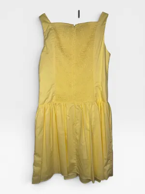 NWT Julia Jordan Drop Waist 100% Cotton Poplin Yellow Mini Dress US 4 thumbnail 7
