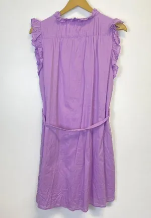 Elan Purple Ruffle Button Down Waist Tie Dress thumbnail 7