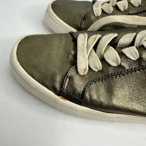 Frye Womens 8.5 Kerry Metallic Leather Low Top Sneakers Gold Pewter Urban Chic thumbnail 6