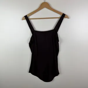 DKNY Beaded Neckline Tank Top Medium Brown Embellished Sparkle Y2K Glam Stretch‎ thumbnail 3