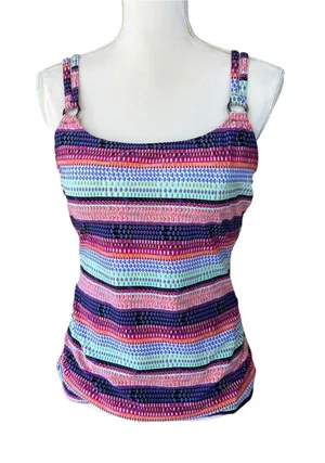 Croft & Barrow tankini, size 14, beach, summer, vacation, colorful, molded cups thumbnail 1