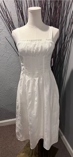 🌸Nwt Wild Fable White Corset Milk Maid Midi Dress Size X-Small🌸 thumbnail 1