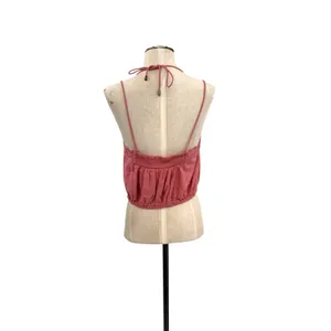 Free People Another Day In Paradise Tank Embroidered Halter Crop Pink Small thumbnail 7