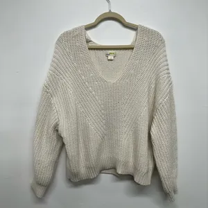 Anthropologie x Maeve V-Neck Sculptured Pullover Sweater - Off White thumbnail 5