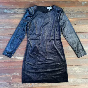 NWT Highline Collective Starry Night Velvet Long Sleeve Mini Dress Sz L 💛🎀 thumbnail 11