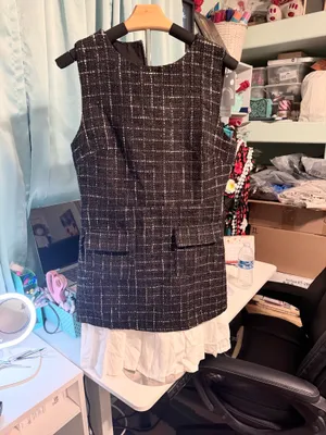 Commence Black & White Tweed pleated hem dress thumbnail 2