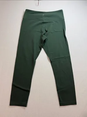 Zyia High-Waist Forest Green Leggings with Subtle Logo thumbnail 1