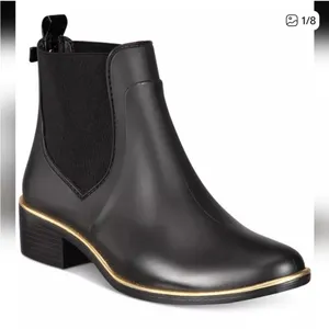 Kate Spade Solstice Ankle Rain Bootie Water Resistant Black Rubber Size 6 thumbnail 1