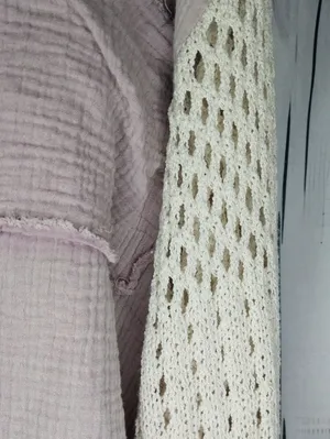 POL Mauve Button-Front Boho Slouchy Festival Top With Crochet Sleeves thumbnail 5