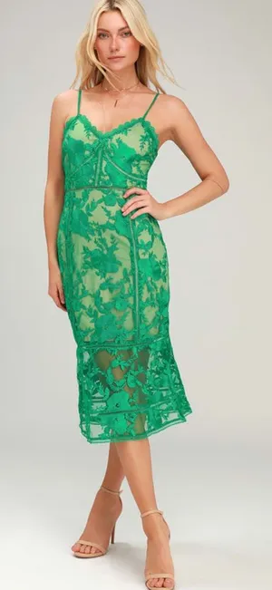 Lulus Deeply Cherish Green Lace Dress sz XS thumbnail 1