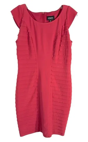 Adrianna Papell Size 6 Dress Red Sheath Cap Sleeve‎ Mini Ruffle Cocktail 1096 thumbnail 1