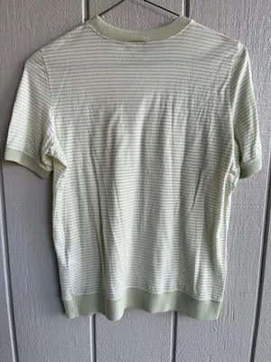 Giorgio Armani Striped Cotton Tee in Dreamy Soft Sage Green Size 50 Italy thumbnail 5