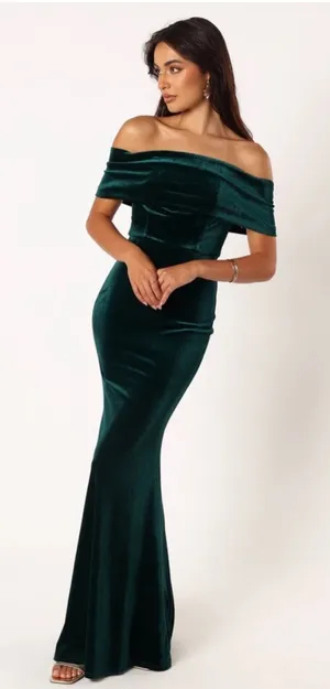 Petal and Pup Adair Off Shoulder Maxi Emerald Green Size XS thumbnail 1