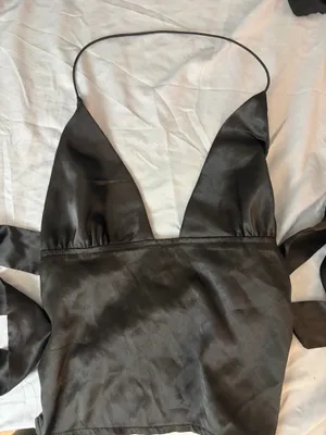 Black Satin Halter Top Size XS thumbnail 5