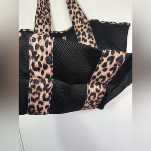 Victoria’s Secret mesh shopper with leopard accent cheetah handles thumbnail 3