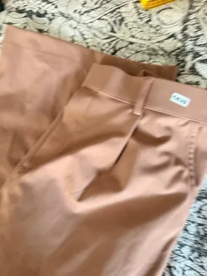 Wide-Leg Camel Trousers Womens Size L High Waist Polyester Blend Dress Pants New thumbnail 10